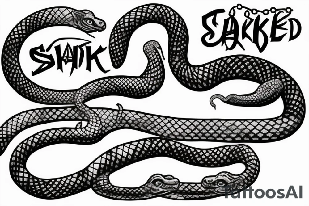 A snake with a chain in its mouth tattoo idea