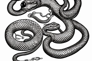 A snake with a chain in its mouth tattoo idea