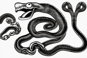 A snake with a chain in its mouth tattoo idea