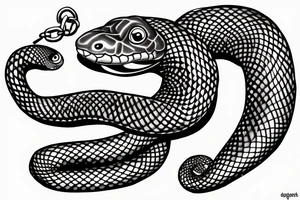 A snake with a chain in its mouth tattoo idea