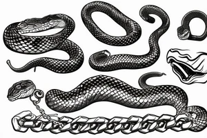 A snake with a chain in its mouth tattoo idea