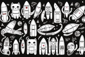cat astronaut beside a rocket ship tattoo idea