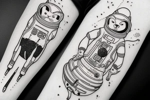 cat astronaut and a ufo tattoo idea