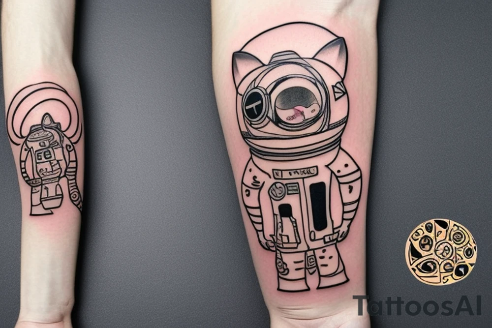 cat astronaut and a ufo tattoo idea