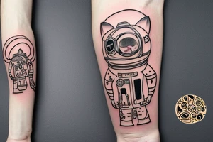 cat astronaut and a ufo tattoo idea