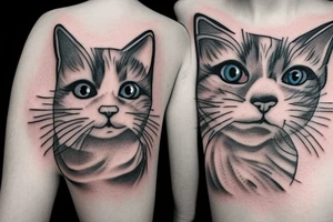 gray and white cat running tattoo idea