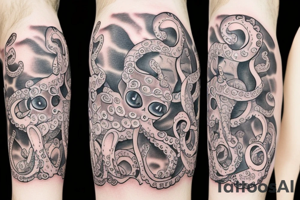cat octopus tattoo idea