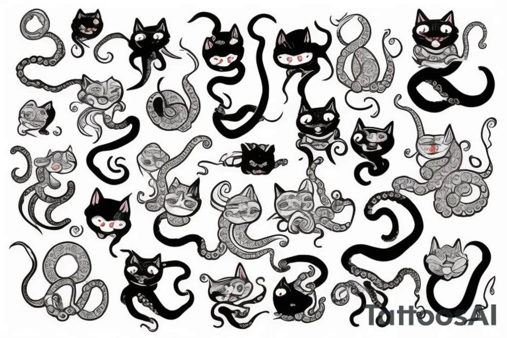 octopus cat tattoo idea