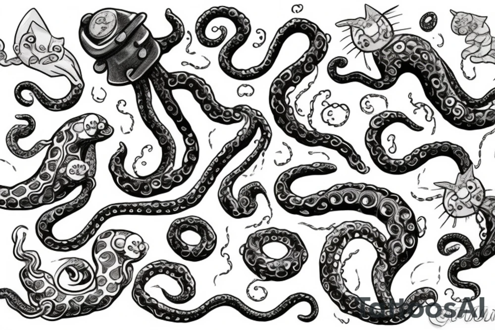 tentacle cat tattoo idea