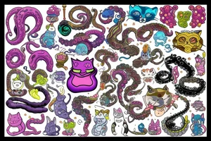 color tentacle cat tattoo idea