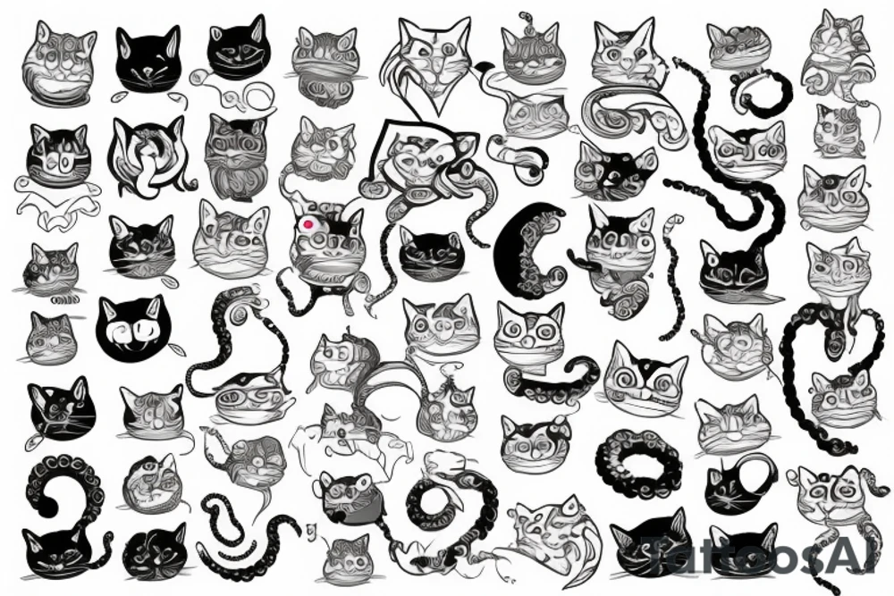 color tentacle cat tattoo idea