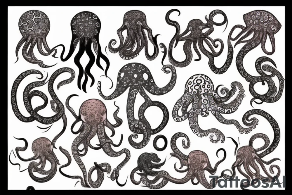 color octopus and cat tattoo idea