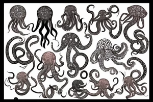 color octopus and cat tattoo idea