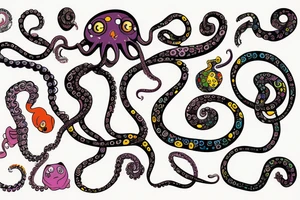 color octopus and cat tattoo idea