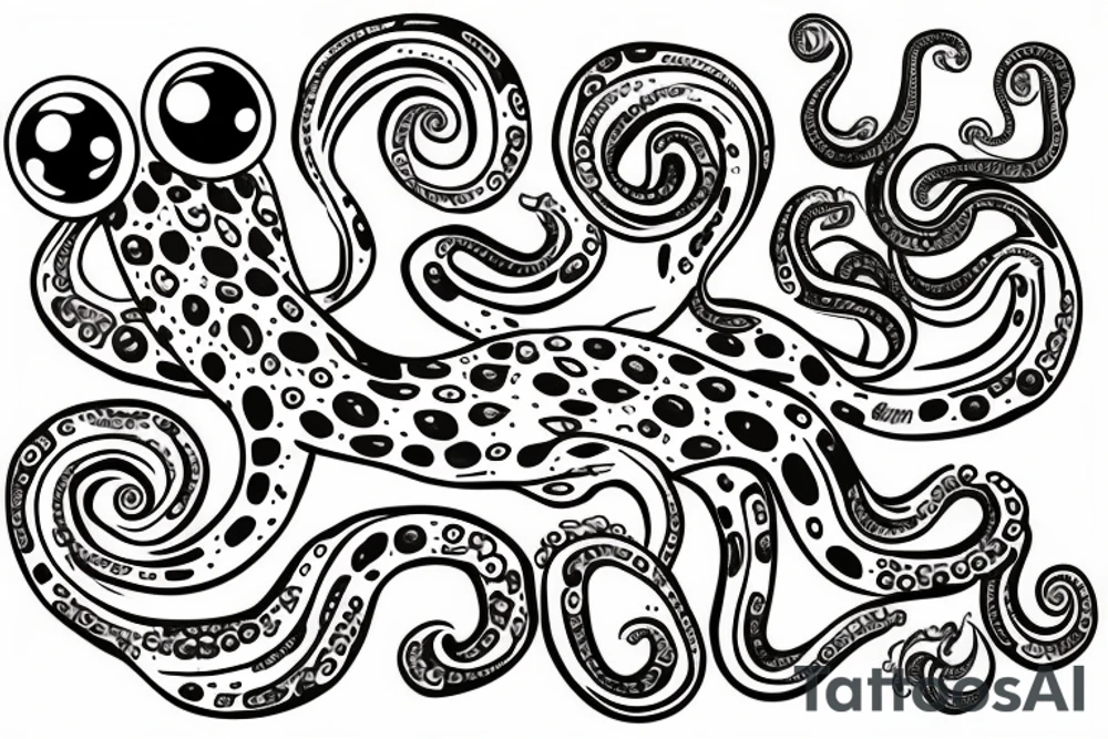 color octopus with cat head tattoo idea