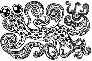 color octopus with cat head tattoo idea