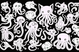 color octopus with cat head tattoo idea