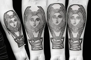 Mythical, woodsy Ancient Greek Athena  tattoo on forearm with blackwork tattoo idea