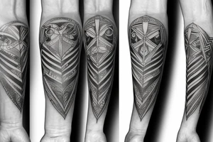 Mythical, woodsy Ancient Greek Athena  tattoo on forearm with blackwork tattoo idea