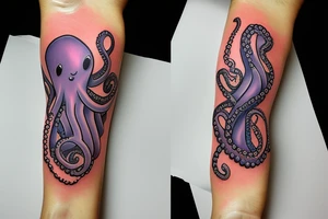 colorful octopus with cat ears tattoo idea
