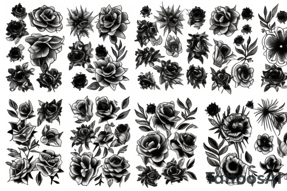 Bouquet of dead flowers tattoo idea