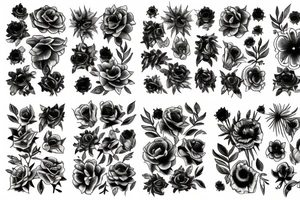Bouquet of dead flowers tattoo idea
