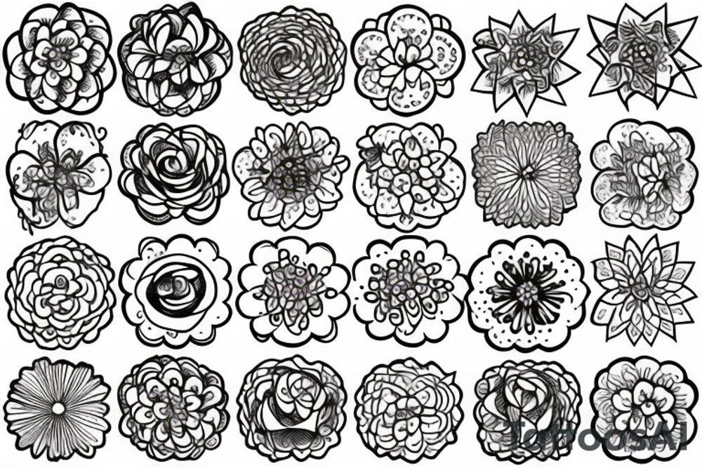 Flower with stars tattoo idea