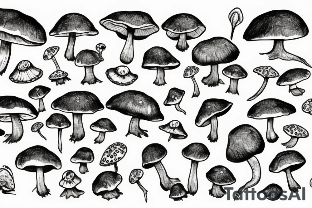 Mushroom frog with fairy wings tattoo idea