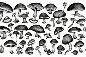 Mushroom frog with fairy wings tattoo idea