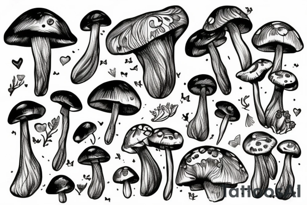 Mushroom with fairy wings tattoo idea