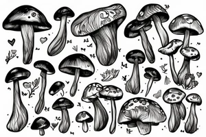 Mushroom with fairy wings tattoo idea