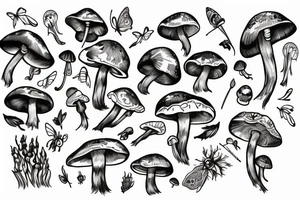 Mushroom with fairy wings tattoo idea