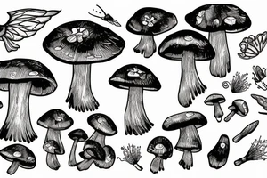 Mushroom with fairy wings tattoo idea