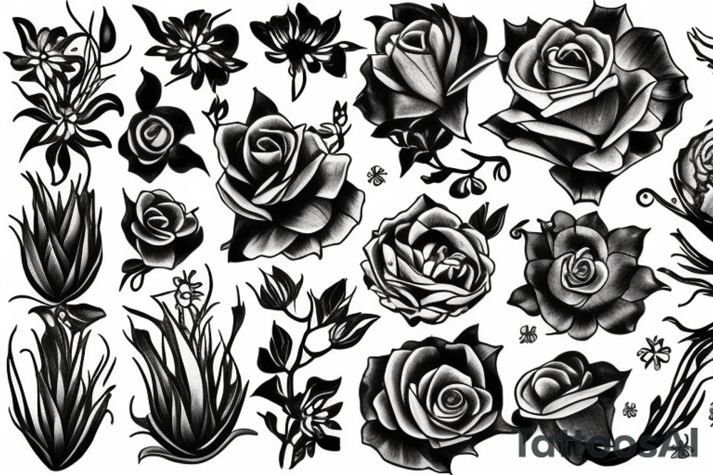Monster flower tattoo idea