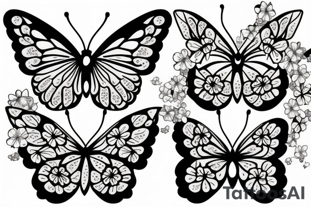 Butterflies with cherry blossoms tattoo idea
