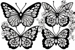 Butterflies with cherry blossoms tattoo idea