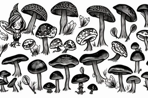 Mushroom with fairy wings tattoo idea