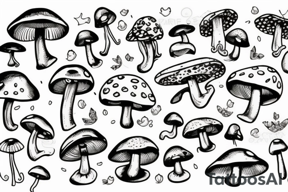 Mushroom with fairy wings tattoo idea