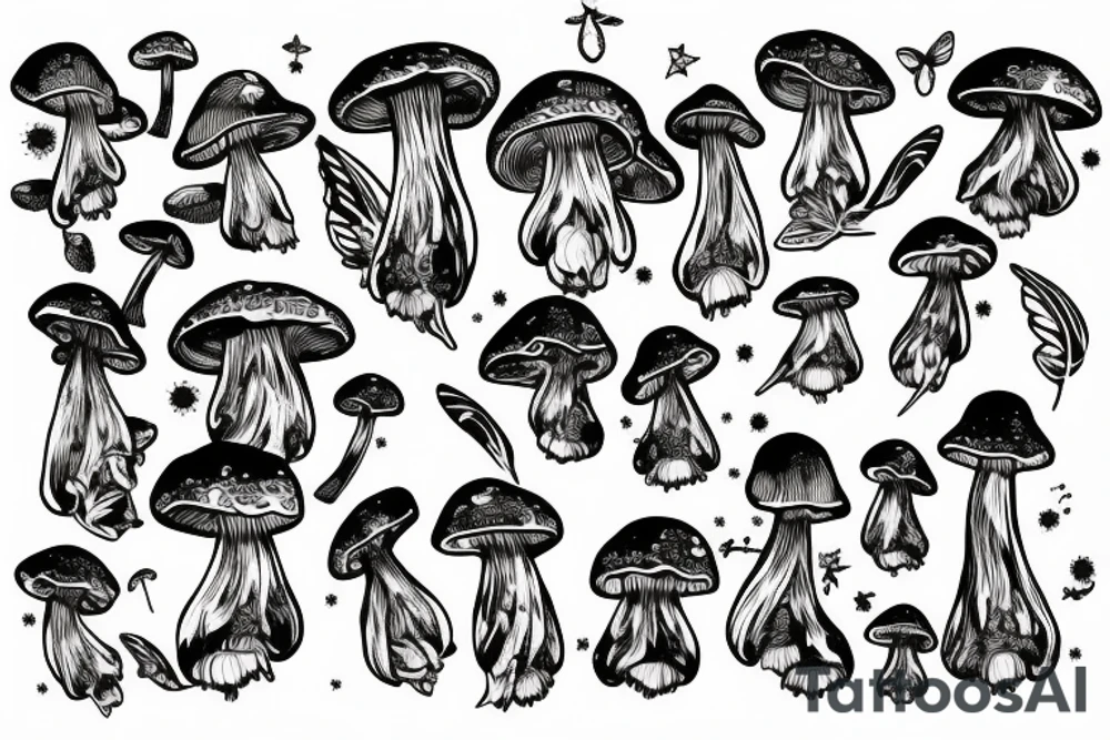 Mushroom with fairy wings tattoo idea