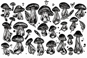 Mushroom with fairy wings tattoo idea