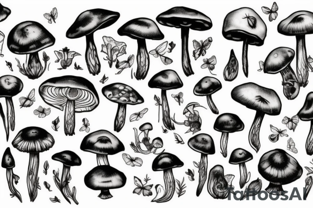 Mushroom with fairy wings tattoo idea