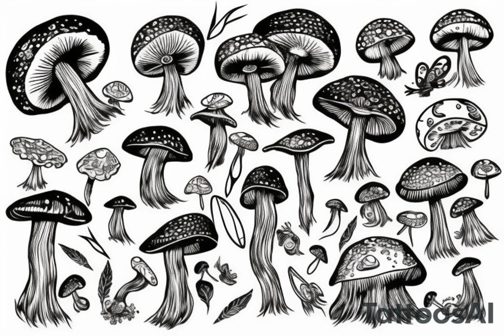 Mushroom with fairy wings tattoo idea