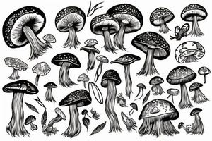 Mushroom with fairy wings tattoo idea