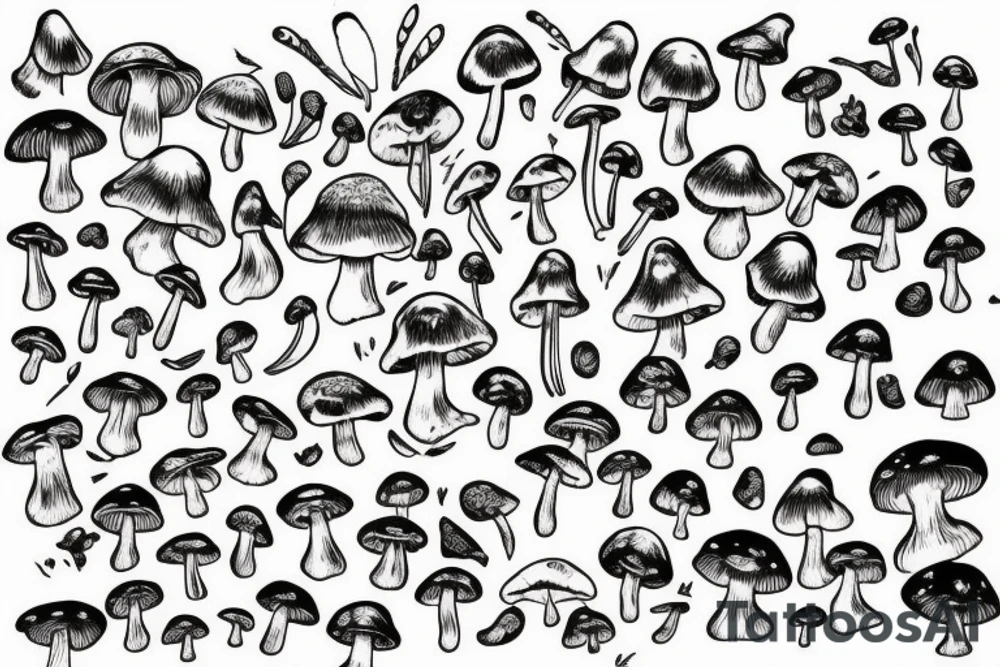 Mushroom with fairy wings tattoo idea