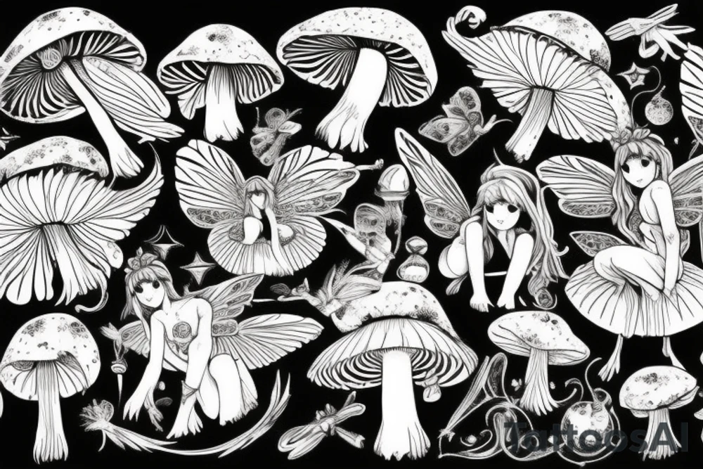 Mushroomfairy wings tattoo idea