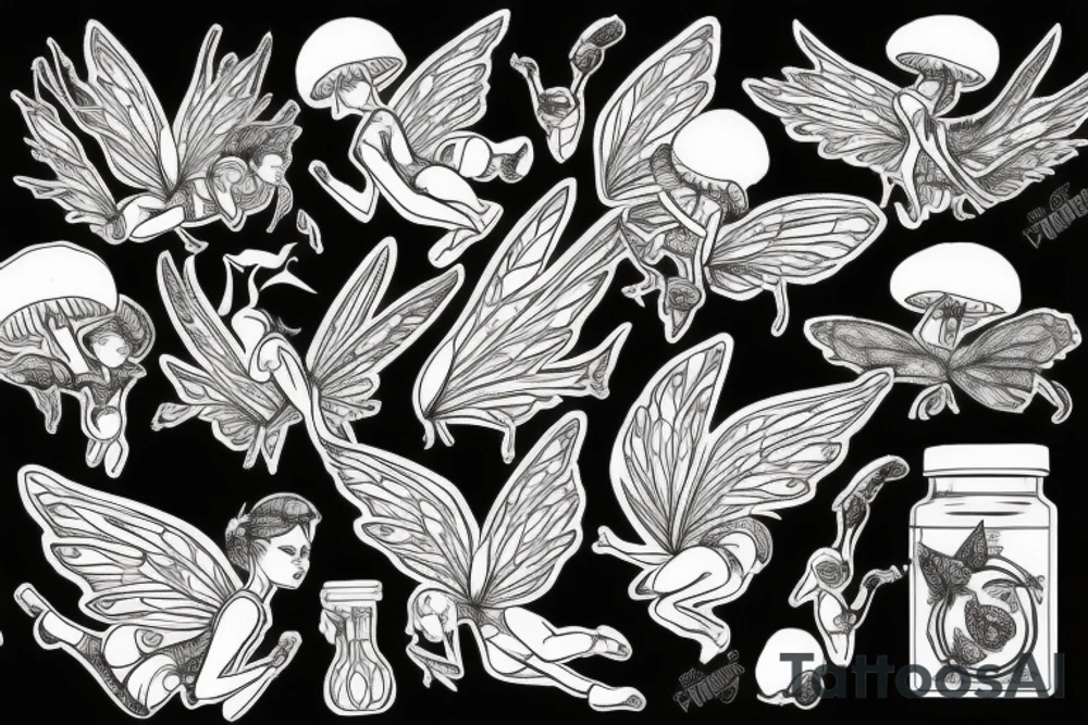 Mushroomfairy wings tattoo idea
