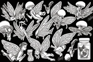 Mushroomfairy wings tattoo idea