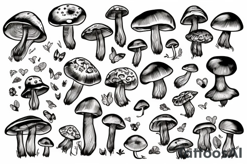 A mushroom with fairy wings tattoo idea