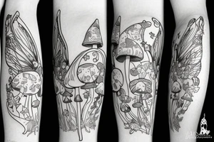 A mushroom with fairy wings tattoo idea