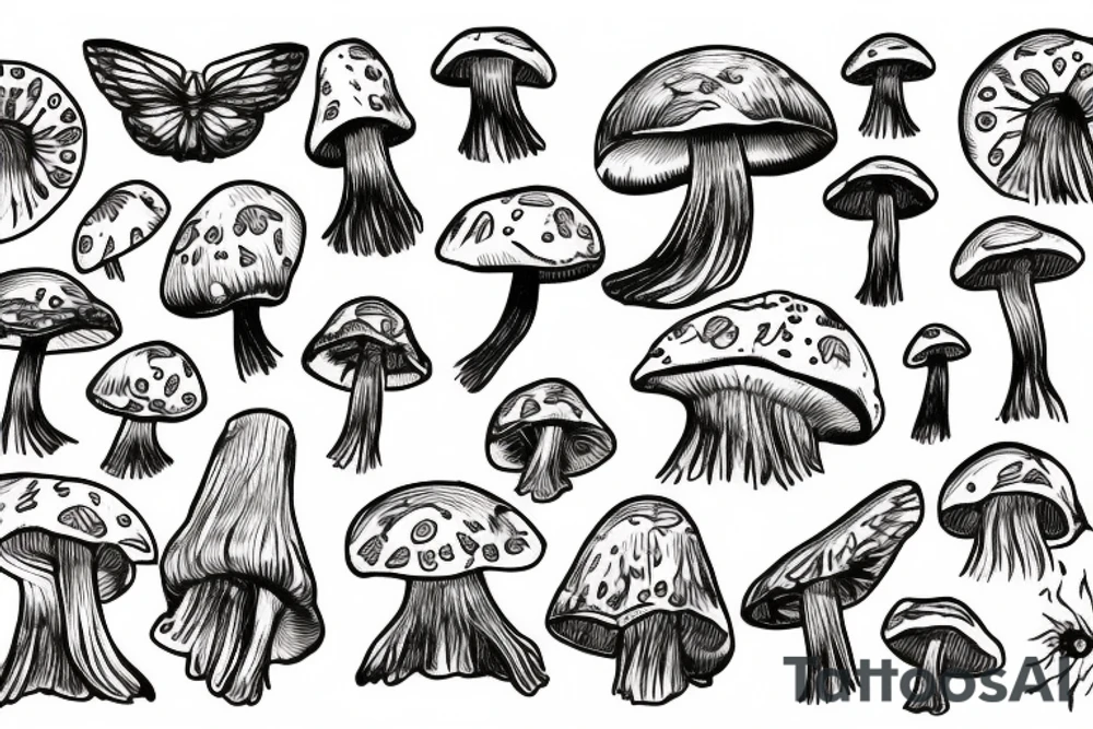 A mushroom with fairy wings tattoo idea